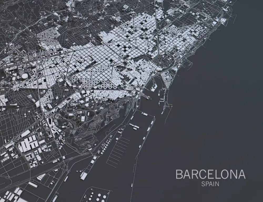 poster kartor & byggnader - barcelona