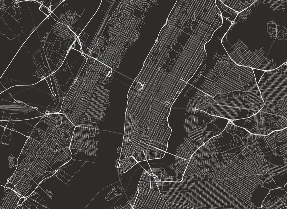 poster kartor & byggnader - new york svartvit