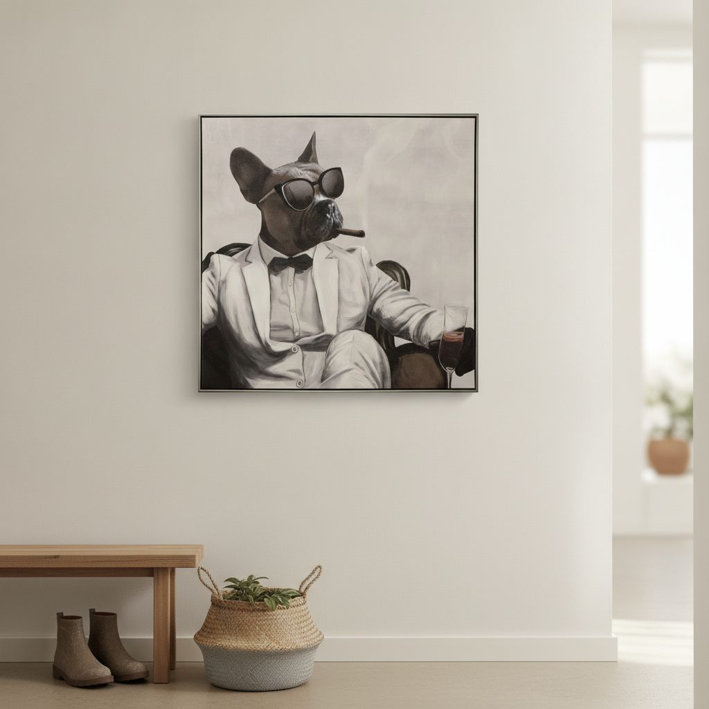 mafioso bulldog — uppsatt i ett rum