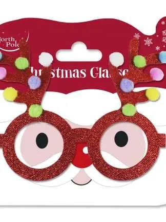 Glasögon Christmas Pompoms Röd 15x13 cm
