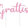 Tårtdekoration Grattis Rosa 20cm
