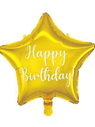 Ballong Stjärna Happy Bday Guld 35cm