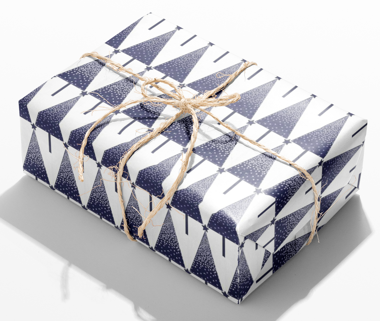 presentpapper med blå granar på vit – silver glitter kraftpapper 70x200 cm - bild 6