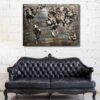 Metalltavla 150X100cm Grå Världskarta
