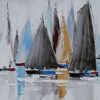 Tavla 148x48cm Färgglada segelbåtar