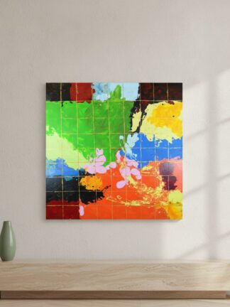Abstrakt Ruta — uppsatt i ett rum