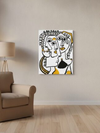 Ansikten Funny faces — uppsatt i ett rum
