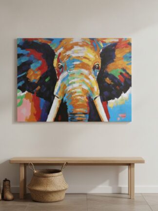 Elefant — uppsatt i ett rum