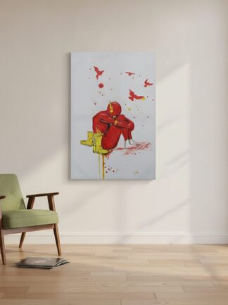 Flash Superhero — uppsatt i ett rum