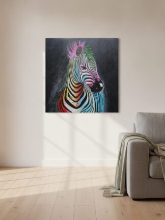 Zebra mot svart — uppsatt i ett rum