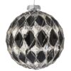 Julkula Glas Rutig Svart Silver 10cm