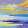Tavla 148x48cm Blå Solnedgång