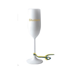 Champagneglas med band i plast vit 30cm