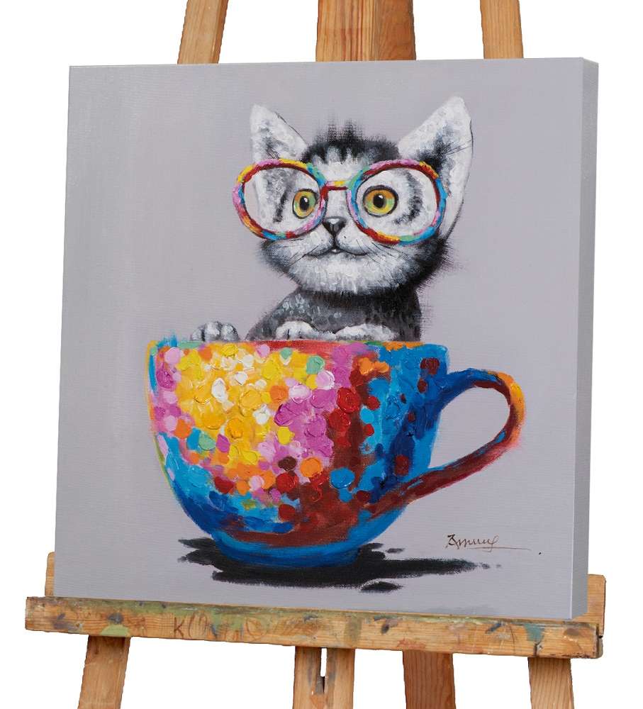 tavla katt i kopp 60x60 cm - bild 2