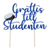 Tårtdekoration Student Blå 20cm