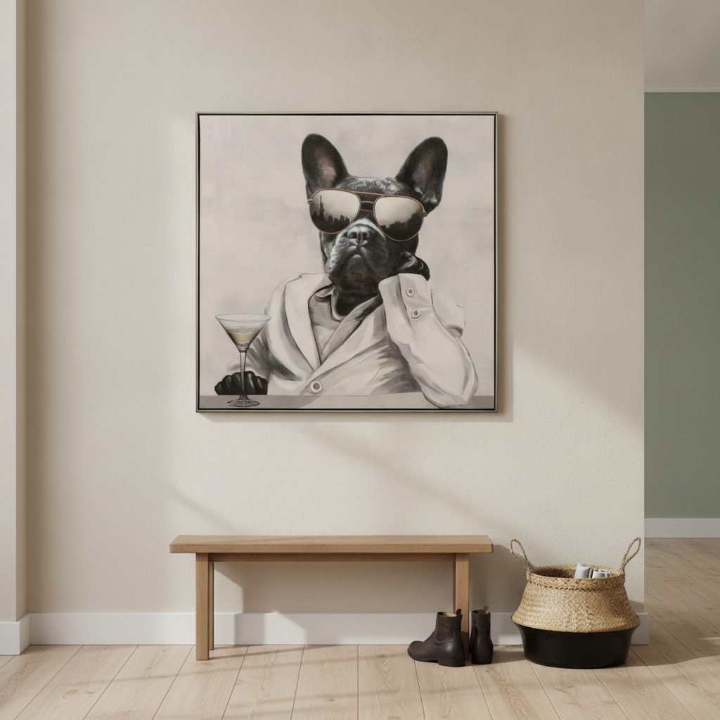 martini bulldog — uppsatt i ett rum