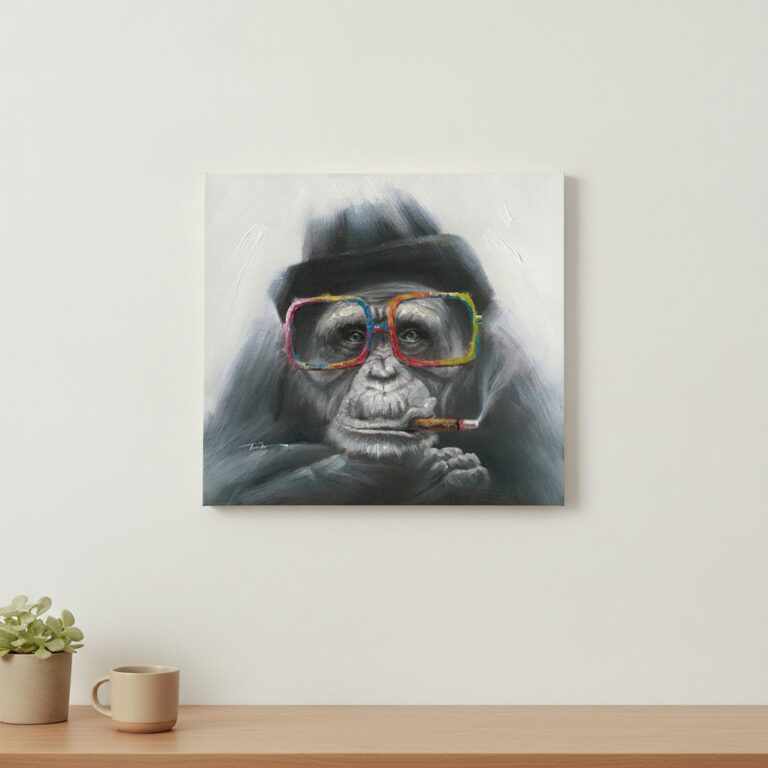 Smoking Gorilla — uppsatt i ett rum