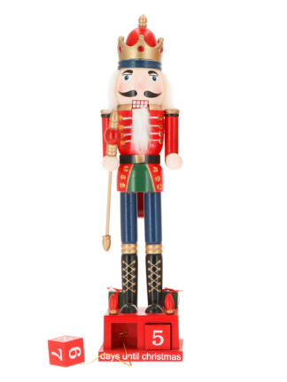 Nötknäppare Röd Blå räkna ner till Julafton 10x10x40cm