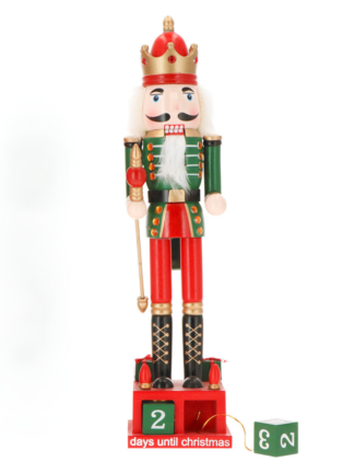 Nötknäppare Röd Grön räkna ner till Julafton 10x10x40cm