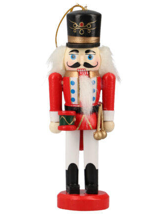 Nötknäppare i Trä Rödvit med svart hatt 13x4x3,5cm