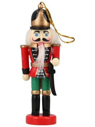 Nötknäppare i Trä Rödgrön med svart hatt 13x4x3,5cm