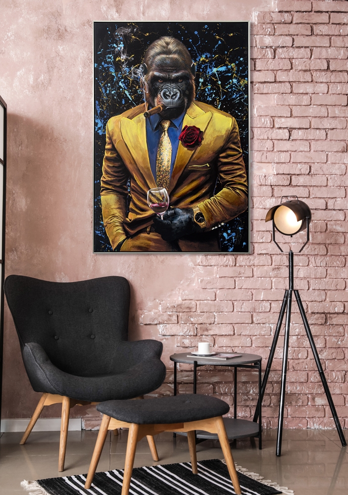 handmålad tavla gorilla king 82.5x122.5cm - bild 6