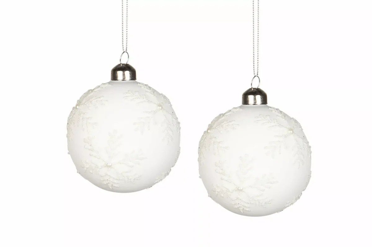 Julkula Glas Snöflinga Vit Ø8cm – Julkulor Glas | Art'n'Design
