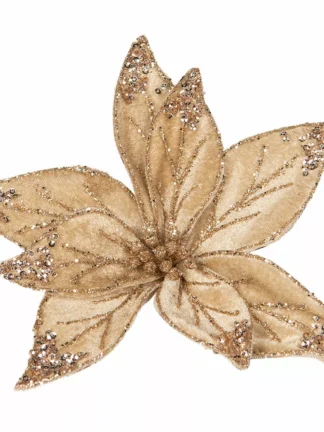 blomma sammet guld med clip 21x6cm