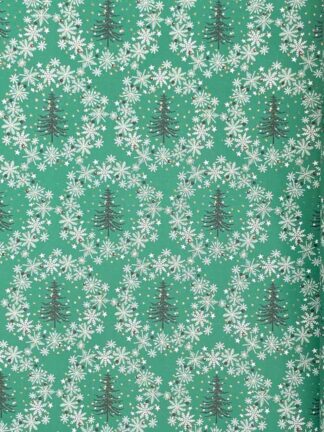 Presentpapper Eco Friendly Glitter Gran och stjärnor på grönt 70x200cm