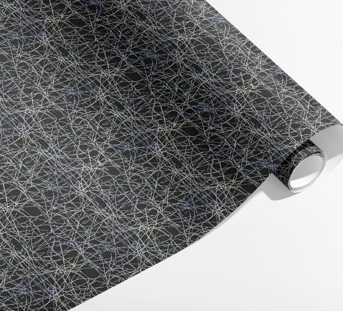 presentpapper med trådmönster – svart metallic kraftpapper 70x200 cm