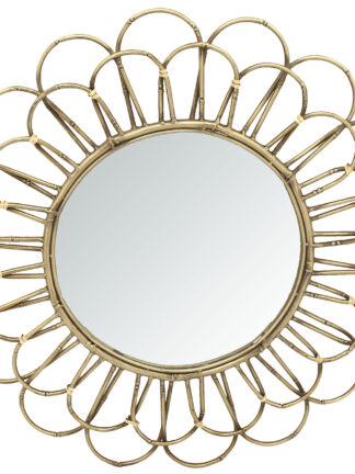 Spegel Rund Blomma Mässing Ø70x3 cm