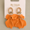 Örhängen Löv Orange med guldring 5cm