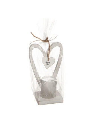 Ljuslykta i trä Vit "Finaste vän" 20cm