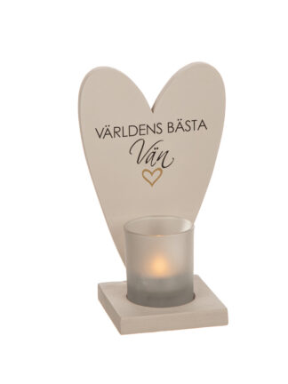 Ljuslykta Trä Beige Världens bästa Vän 20cm