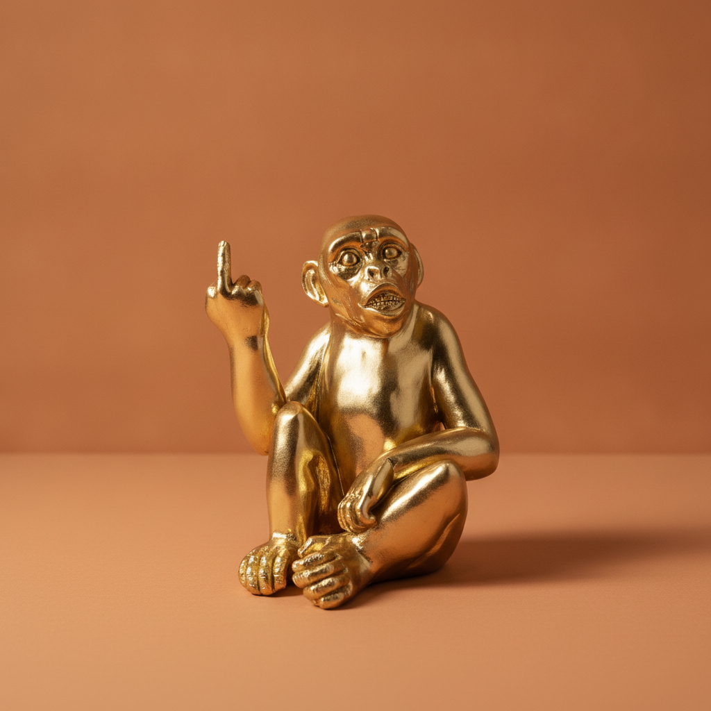gorilla med fu finger guld 20×17.5×26cm