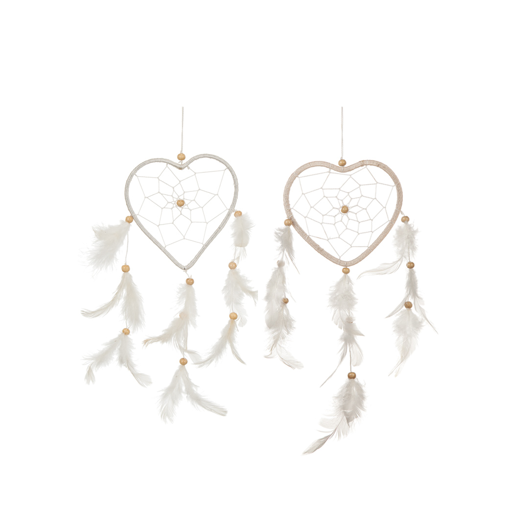 drömfångare virkad hjärta vit ø12x30cm - bild 2
