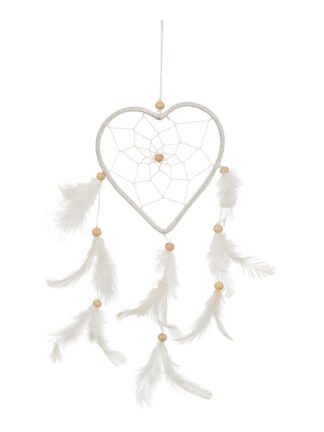 Drömfångare Virkad Hjärta Vit Ø12x30cm