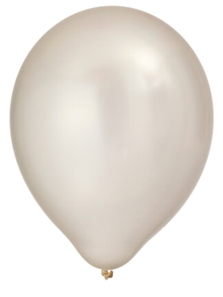 pärlvit uppblåst ballong med knut på vit bakgrund, vita ballonger 30 cm
