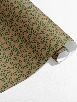 Presentpapper med grenar och blad – grönt kraftpapper 70x200 cm