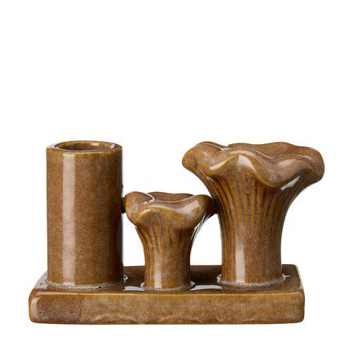 kantarell svamp ljusstake brun 13x6x8cm