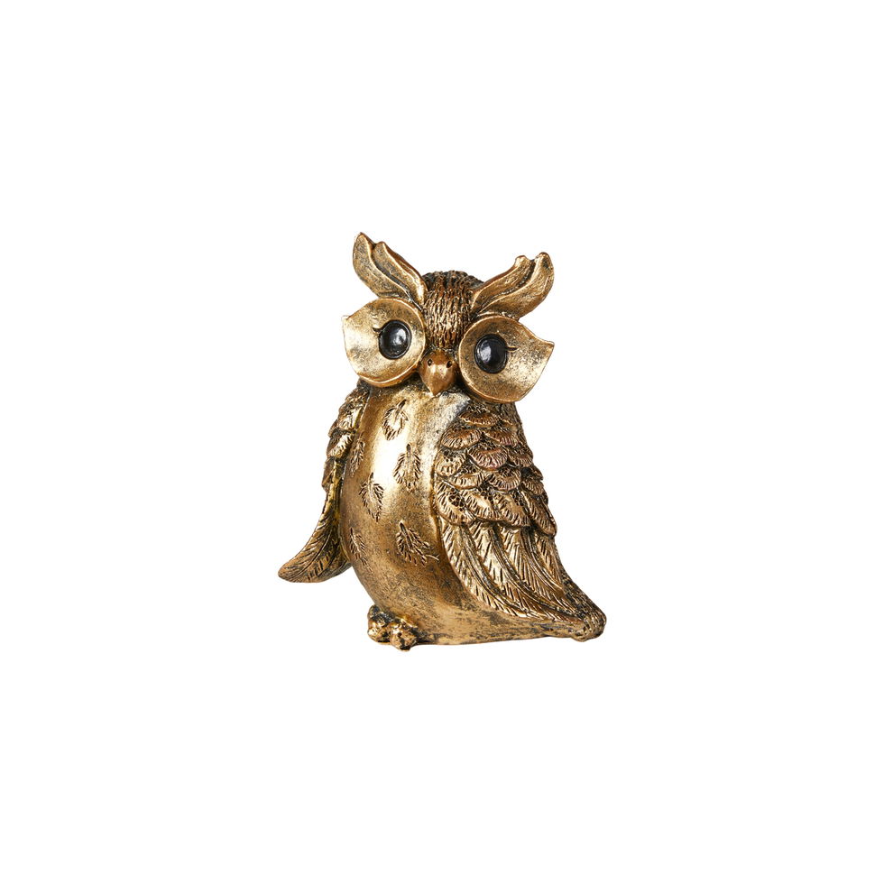 uggla i guld 12x7x14cm