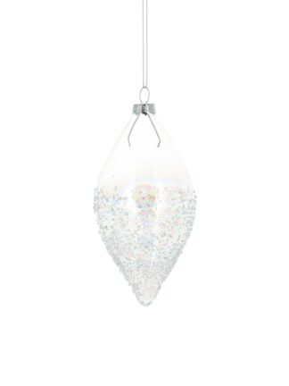 julkula glas glittrig bubbla avlång 6x12cm