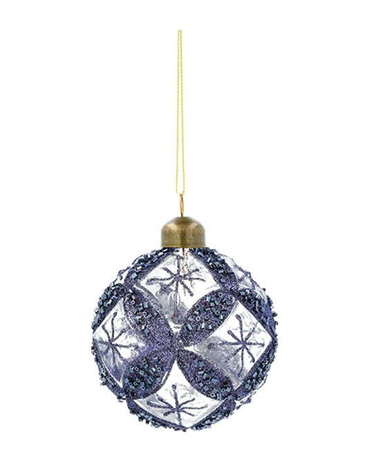 julkula glas mörkblå stjärnmönster glitter ø8cm