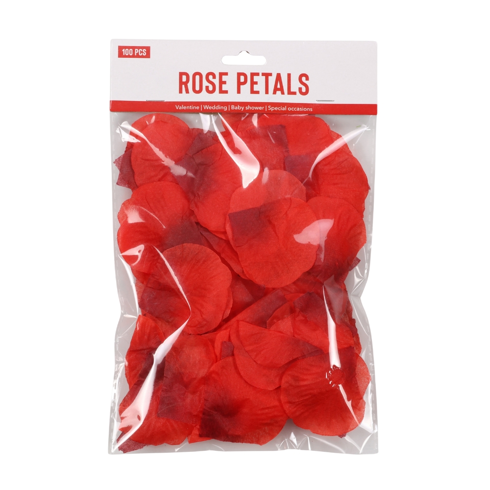 påse med röda rosenblad, rosenblad 100 st, i genomskinlig plastförpackning