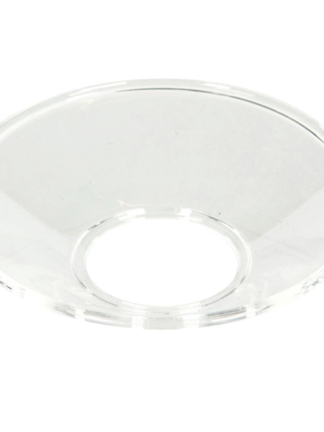 klar ljusmanschett glas i rund, ringformad design med central öppning, fotograferad mot vit bakgrund