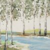 Handmålad tavla Björkar vid bäcken 70x140 cm