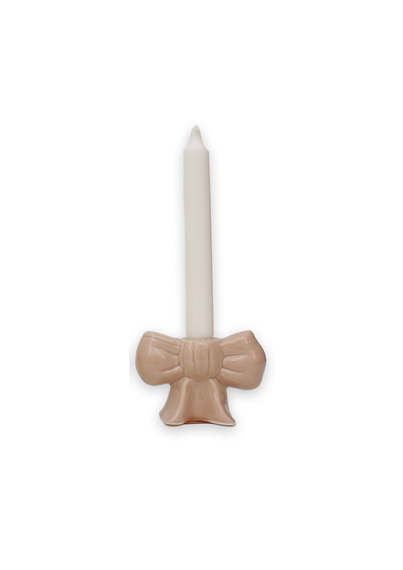 ljusstake rosett brun med vitt kronljus på vit bakgrund
