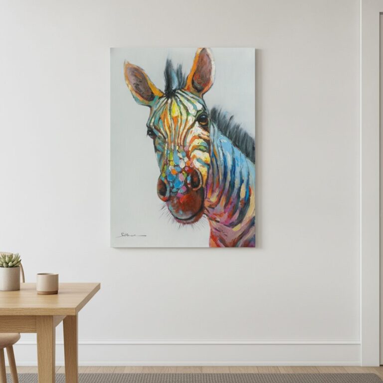 Färgstark Zebra — uppsatt i ett rum