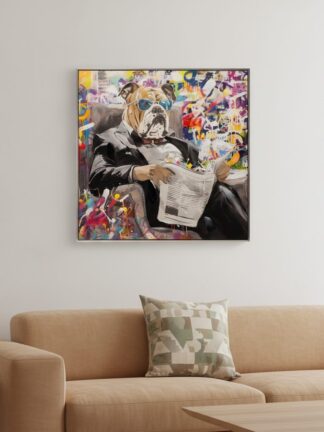 Grafitti Bulldog Tidning med ram — uppsatt i ett rum