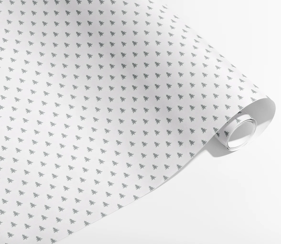 presentpapper eco friendlyfriendly granar i silver på vit 70x200cm